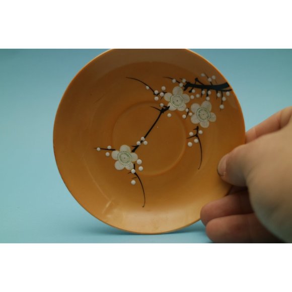 Vintage Teacup and Saucer, Made in Japan, Lusterware, Orange, Cherry Blossom - Picture 2 of 6